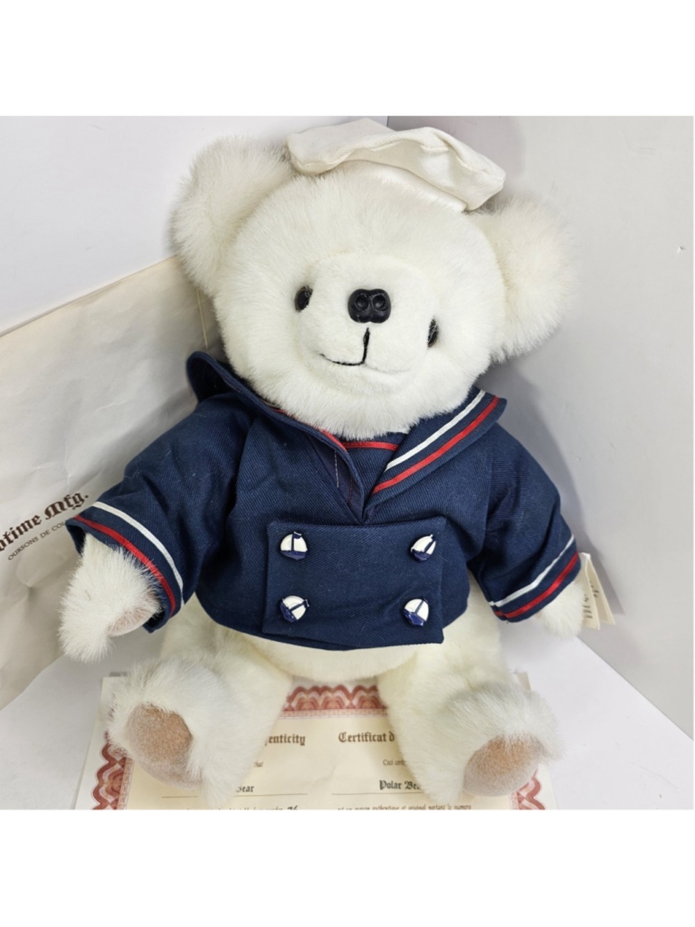 Bears & Bedtime MFG Polar Bear Plush Sailor Outfit COA Tags Ltd Ed 76/500 Rare